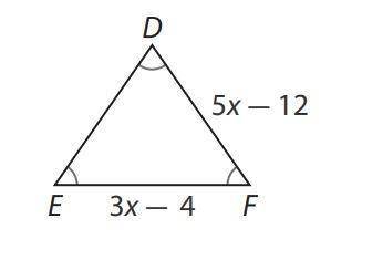Find the value of x in the triangle .Please show work