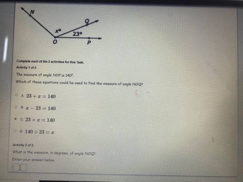 The measure of angle NOP is 140

Which of the equations could be used to find the measure of angle