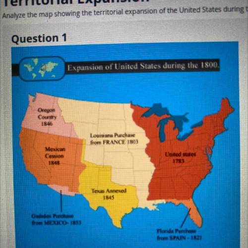 Analyze the mal showing the territorial expansion of the united states during the 1800s. Consider t