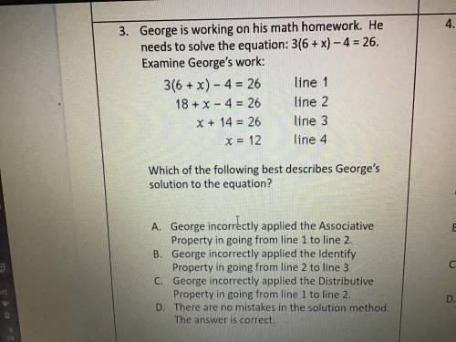 Which of the following describes George’s solution to the question