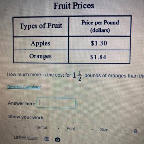 A grocery store sells apples and oranges by the pound the total cost in dollars for a pound of each