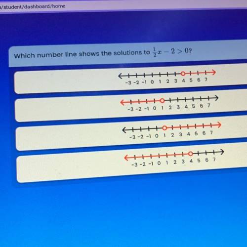Which number line shows the solutions to

1 1/2 - 2 > 0?
-3 -2 -1 0 1 2 3 4 5 6 7
-3 -2 -1 0 1