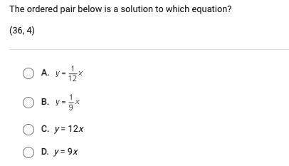 The ordered pair below is a solution to which equation? pls help asap