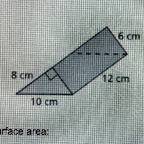 Easy 7th grade math question please help find the surface area of the triangular prism