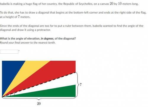 What is the angle of elevation, in degrees, of the diagonal?