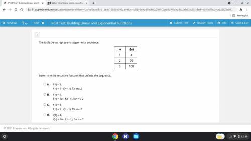 Help me someone The table below represents a geometric sequence.