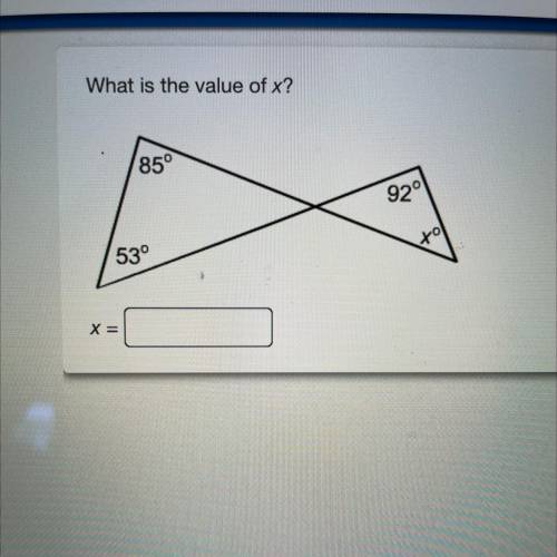 Need help ASAP! What is the value of X? :)