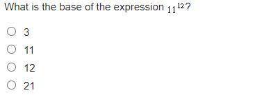 What is the base of the expression of 11^12