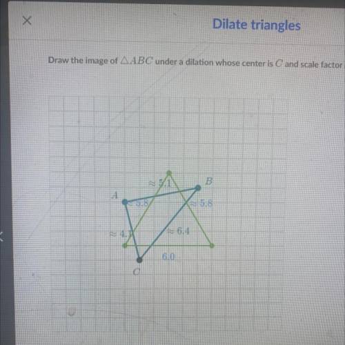 Draw the image of angle ABC under a dilation whose center is C and scale factor is 2.