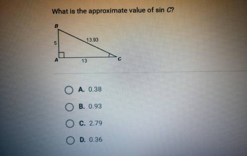 What is the approximate value of sin C?
