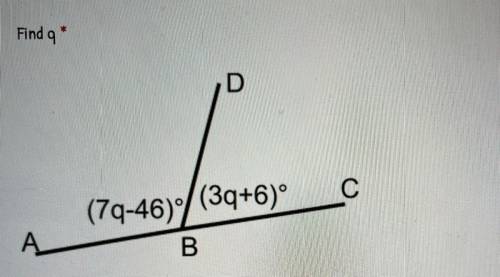 Find q
(7q-46)
(3q+6)