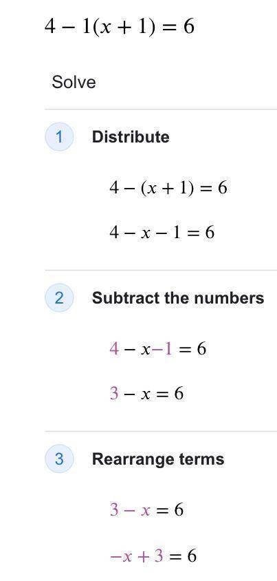 4 - (x + 1) = 6
Someone please help :^: