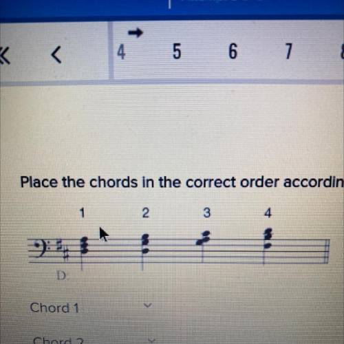 Place the chords in the correct order according to chord progression requirements.

Chord 1- 
Chor