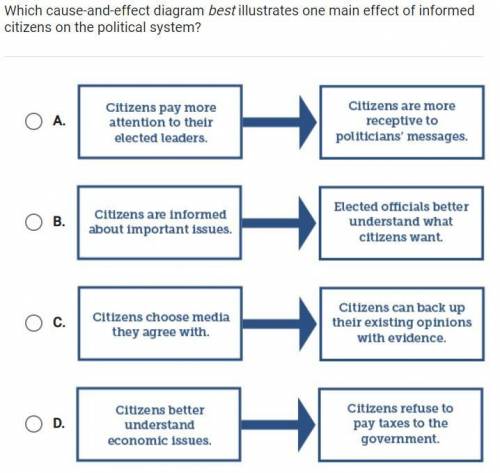 which cause and effect diagram best illustrates one main effect of informed citizens on the politic
