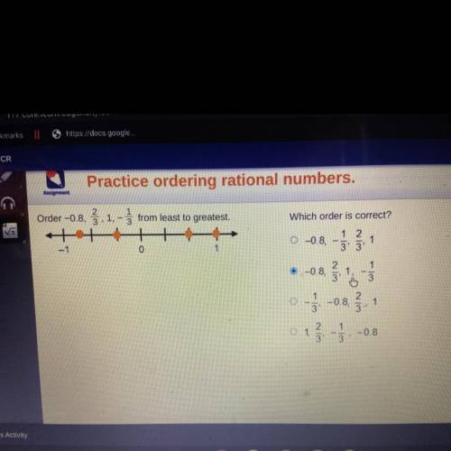 Practice ordering rational numbers.

Sign Out
Assignment
n
Order -0.8, §, 1, - ſ from least to gre