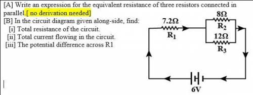 [A] Write an expression for the equivalent resistance of three resistors connected in parallel.[ no