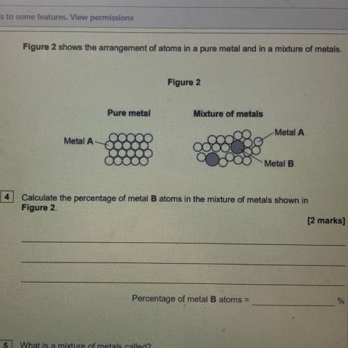 Calculate the percentage of metal B atoms in the mixture of metals shown in figure 2