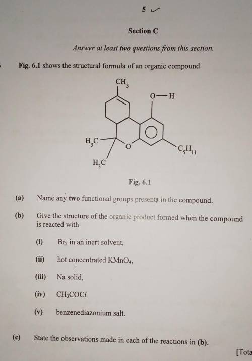 Fig. 6.1 shows the structural formula of an organic compound.

Fig. 6.1 (a) Name any two functiona