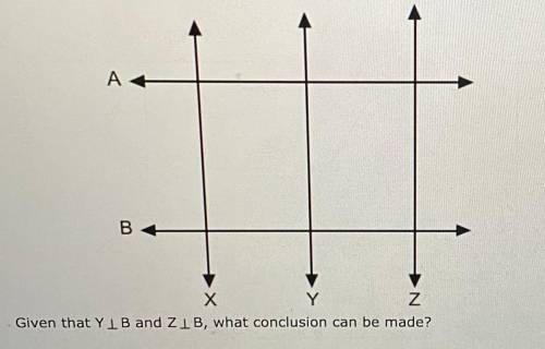 A. x ll y
b. y ll z 
c. a ll b 
d. x perpendicular to b