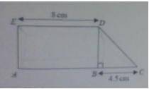 ABDE is a rectangle ed is 8cm BDC is a right-angled triangle bc is 4.5cm ABC is a straight line the