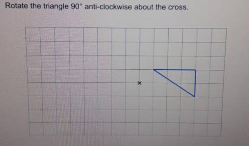 Rotate the triangle 90° anti-clockwise about the cross.​