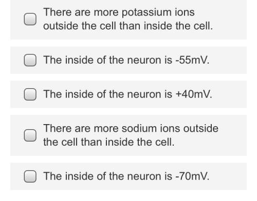 SELECT ALL RESPONSES THAT ARE CORRECT.

What TWO statements are TRUE about the neuron when NO sign