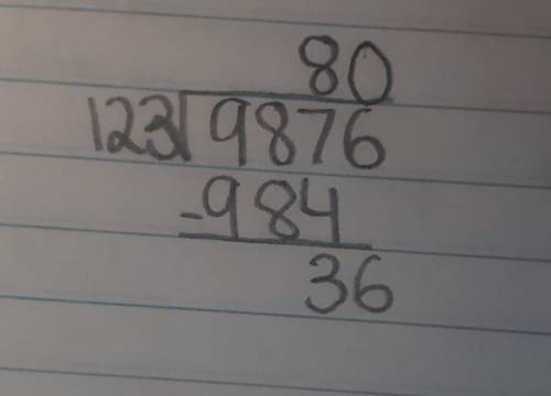 Compute using long division: 9,876 divided by 123