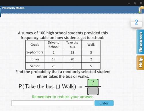 a survey of 100 high school students provided this frequency table on how students get to school: