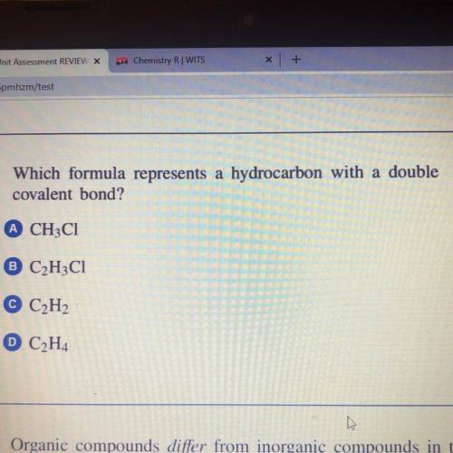 Which formula represents a hydrocarbon with a double covalent bond?