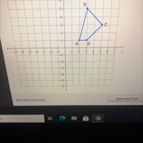 Which choice shows the coordinates of C' if the trapezoid is reflected across the y axis? Help pls