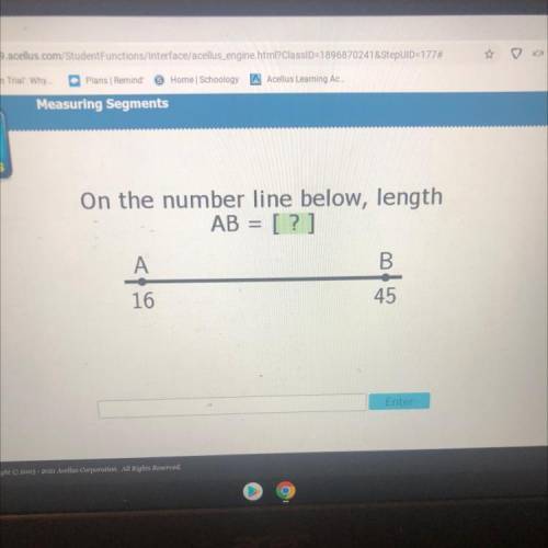On the number line below, length
AB = [?]
A
В
16
45