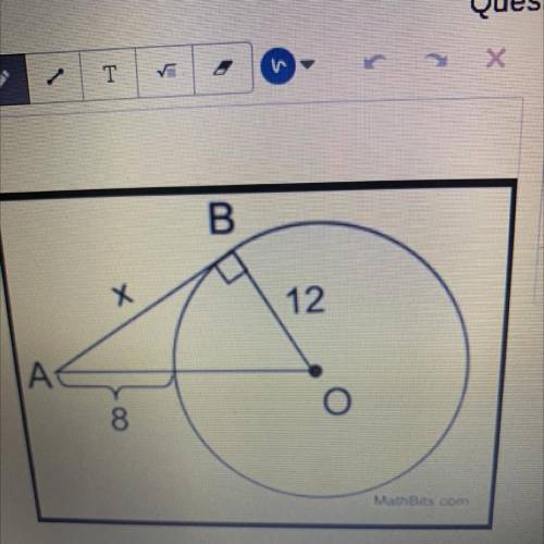 Given AB is a tangent to circle O, solve for X.