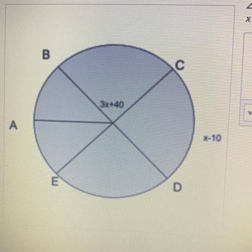 Given that BC is the diameter of Circle A, the measure of BAF is x+50 and the measure of the XF is
