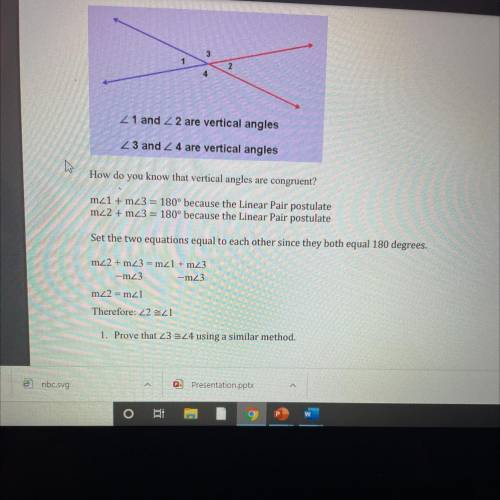 3

2
< 1 and 2 2 are vertical angles
23 and 24 are vertical angles
How do you know that vertica