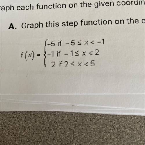 **PLEASE HURRY** Graph each function on the given coordinate plane. A. Graph this step function on