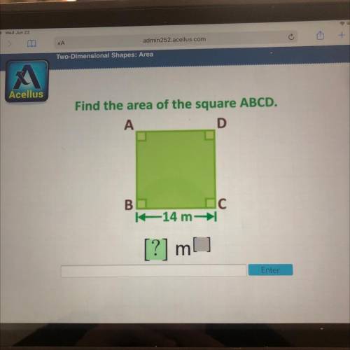 Find the area of the square ABCD.