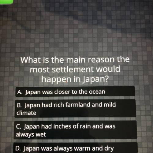 What is the main reason the
most settlement would
happen in Japan?