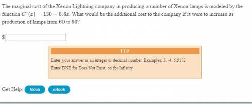 Calculus.The marginal cost of the Xenon Lightning company in producing

x
number of Xenon lamps is