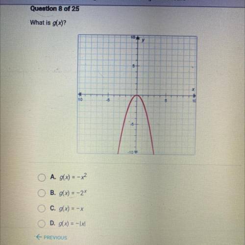 What is g(x)?
A g(x)=-x2
B g(x)=-2x
C g(x)= -x
D g(x)= -|x|