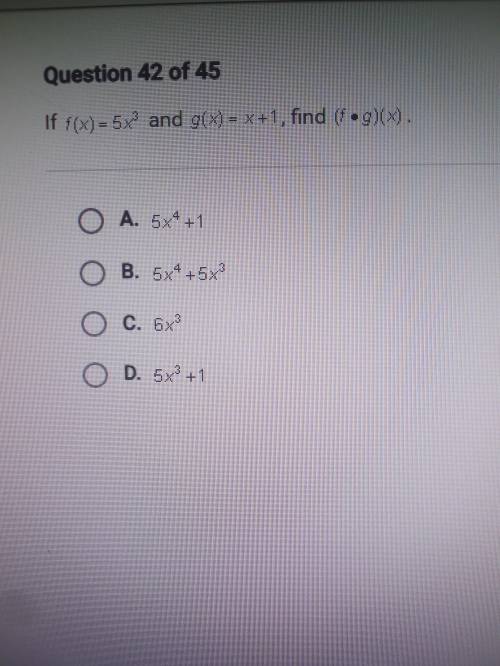 If f(x)=5x^2 and g(x)=x+1, find (f•g)(x)If u answer bingus will love u forever