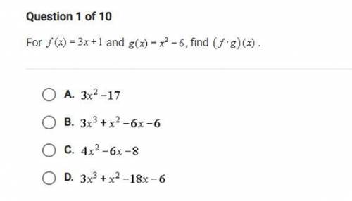 For f(x)=3x+1 and g(x)=x^2-6

Find (f g)(x)
There's a symbol in-between of f and g, and I'm not su