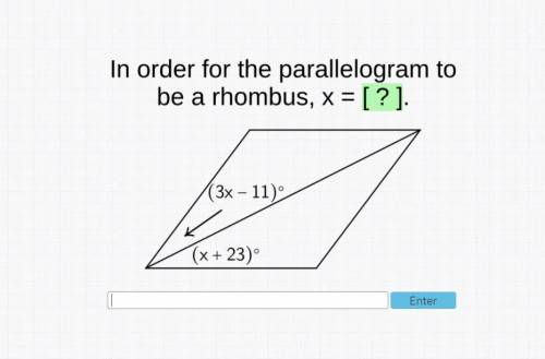 In order for the parallelogram to be a rhombus x=