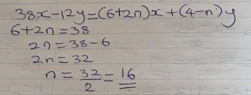 Please solve this equation. Thank you!38x-12y = (6+2n)x + (4-n)y​​