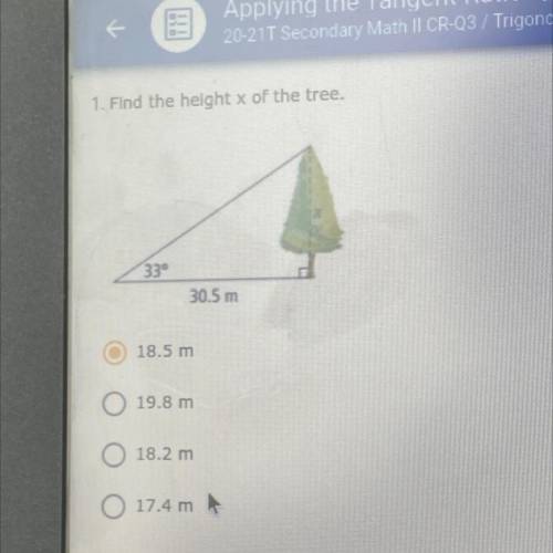 Find the height x of the tree