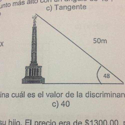 Razon trigonometría que se requiere para calcular la altura de la torre si desde una distancia de 5
