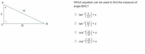 Which equation can be used to find the measure of angle BAC?