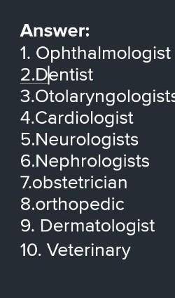 1.what is the doctor of eyes called

2.what is the doctor of teeth called3.what is the doctor of ea