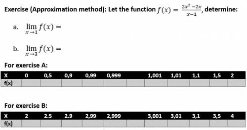 Function limits:
Exercise approximation method
