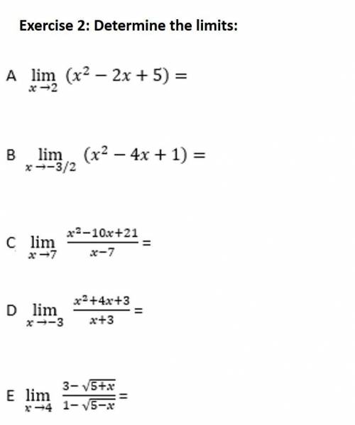Function limits: Solve the activities in each image (full development)

Answer with the method tha