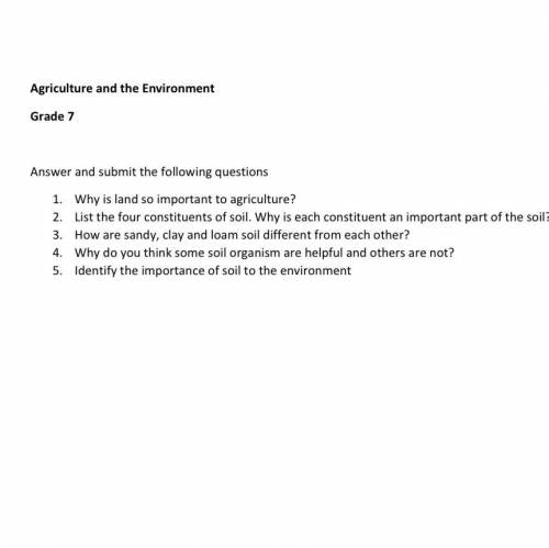 A couple of questions about soil and agriculture in the image above. Help if you want